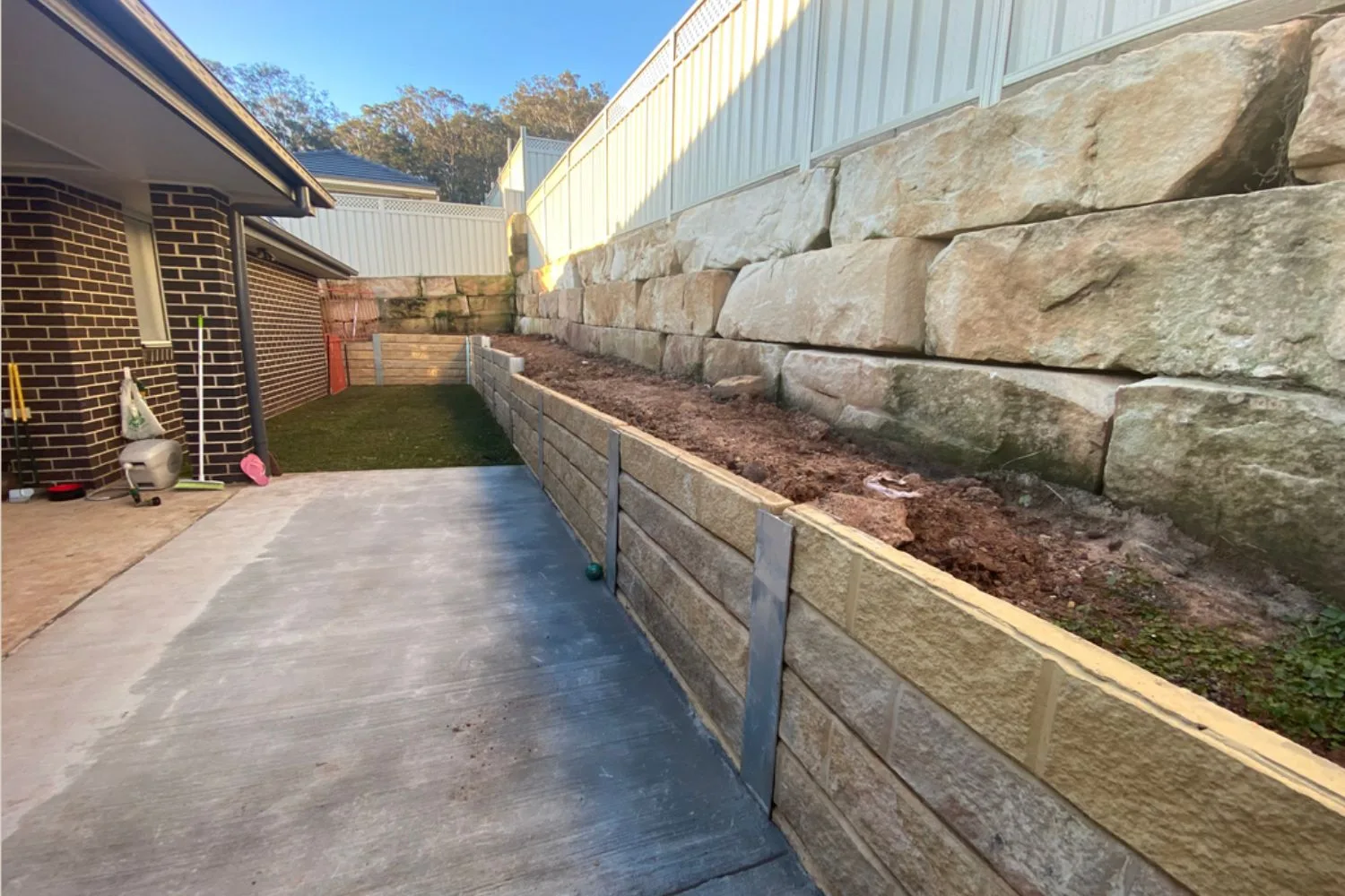Concrete sleeper retaining wall project