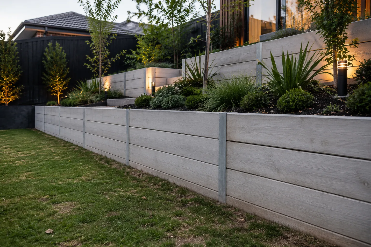 Concrete sleeper retaining wall