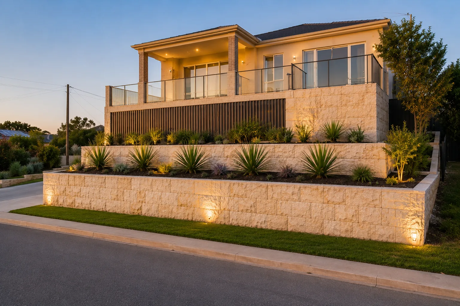 Limestone retaining wall project
