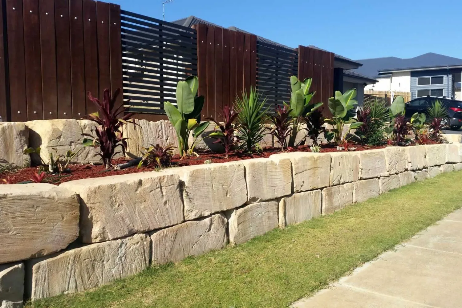 Sandstone retaining wall project