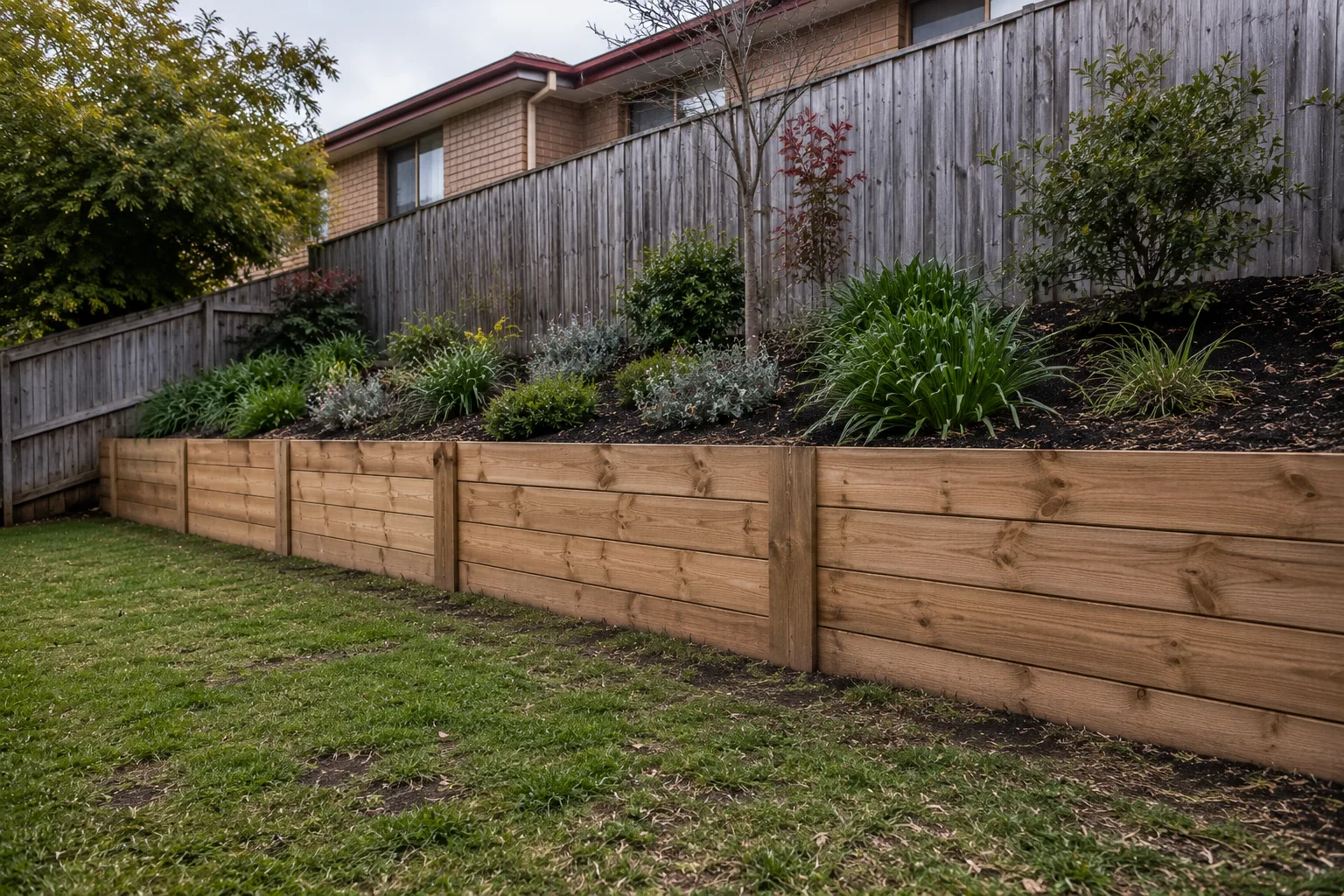 Timber retaining wall
