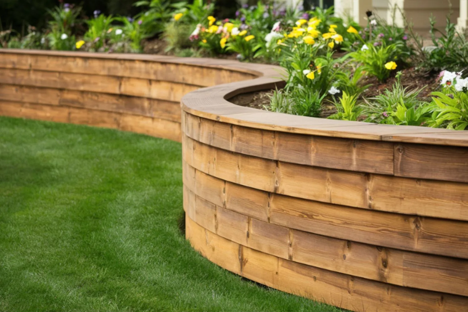 Timber retaining wall