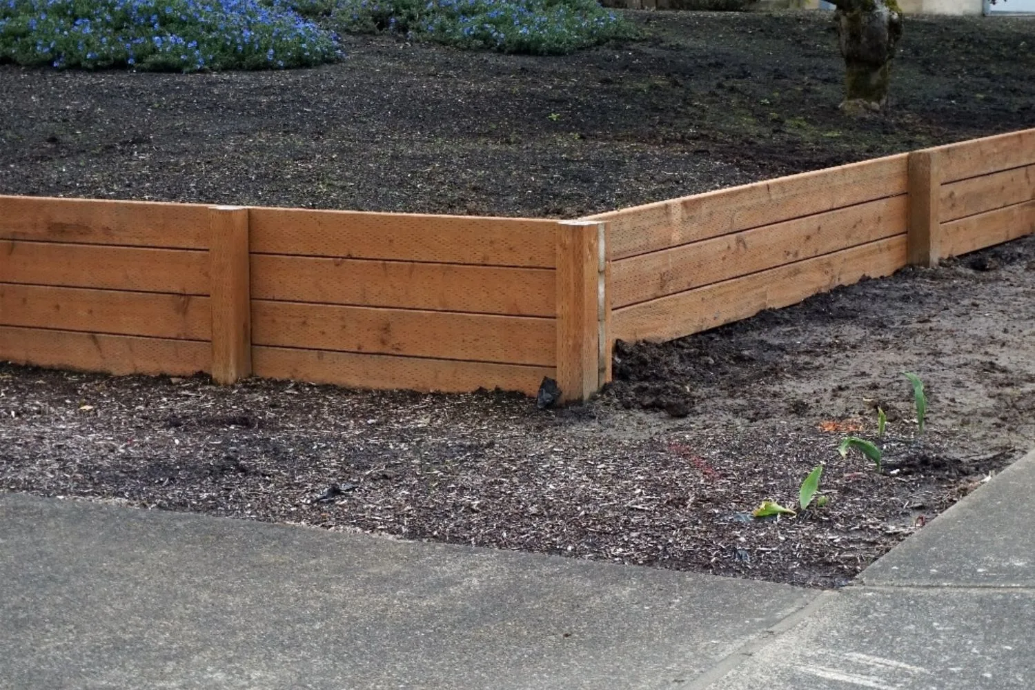 Treated pine retaining wall